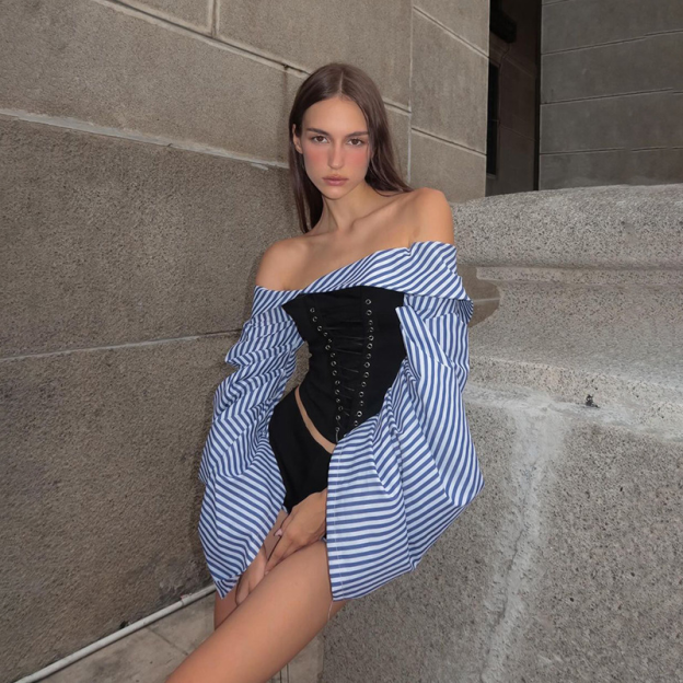 Strap One-shoulder Top Short Set for STAY | Stray Kids Concert Outfit