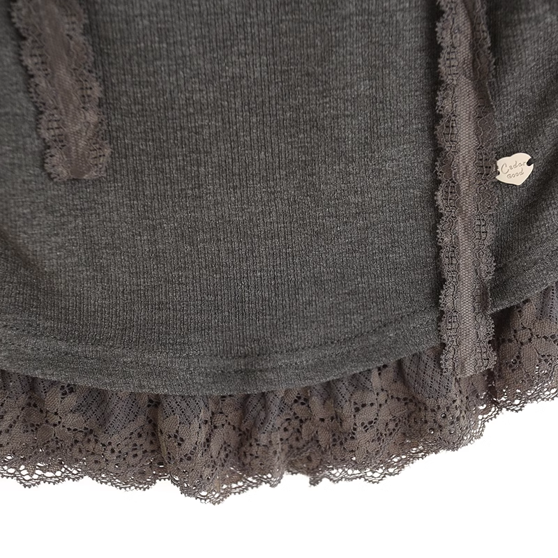 Gidle Shuhua Lace Edged Ruffled Ribbon Top