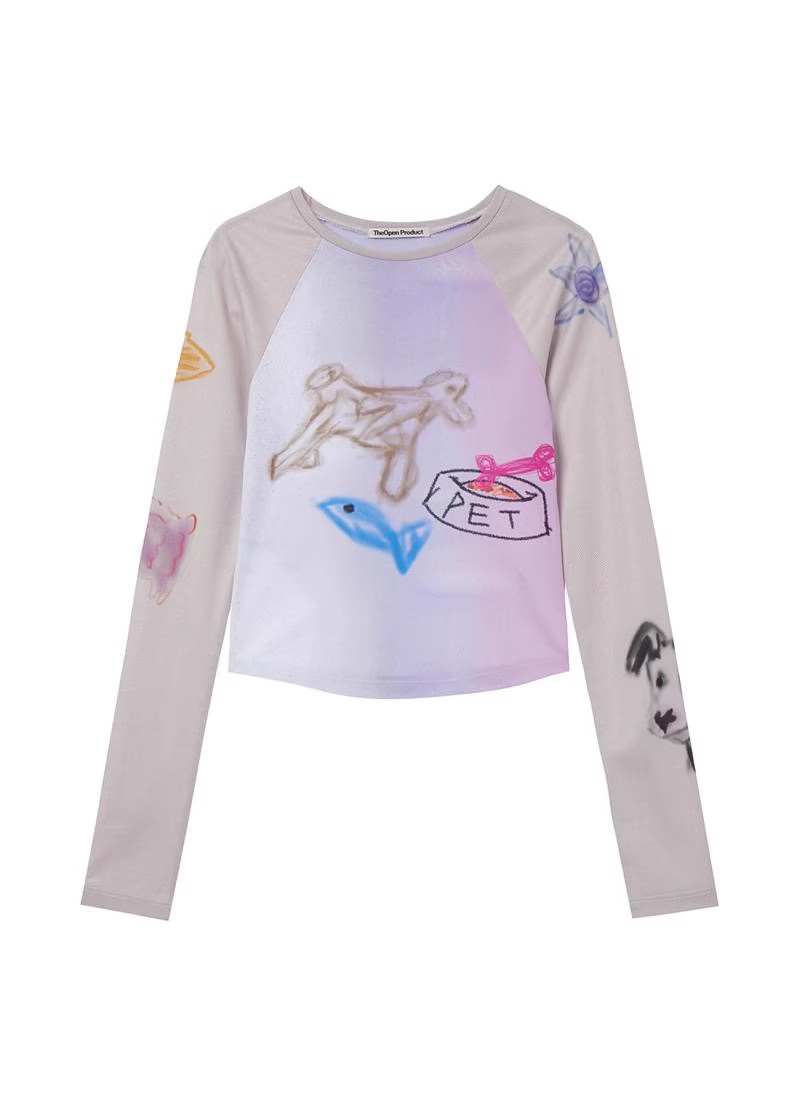 NewJeans Haerin Inspired Puppy Graffiti Long Sleeve T-Shirt