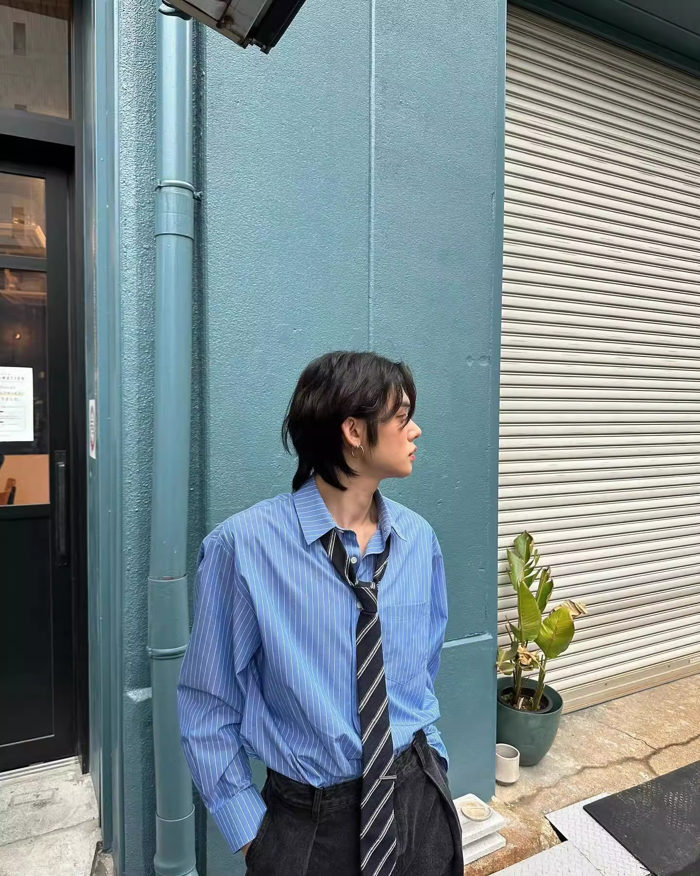 TXT Yeonjun Inspired Blue Striped Shirt