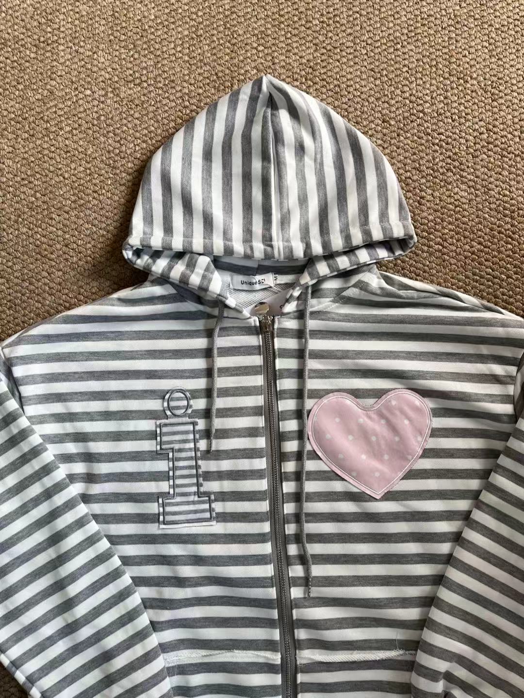 IVE Rei Inspired I Love Applique Zip-up Hoodie