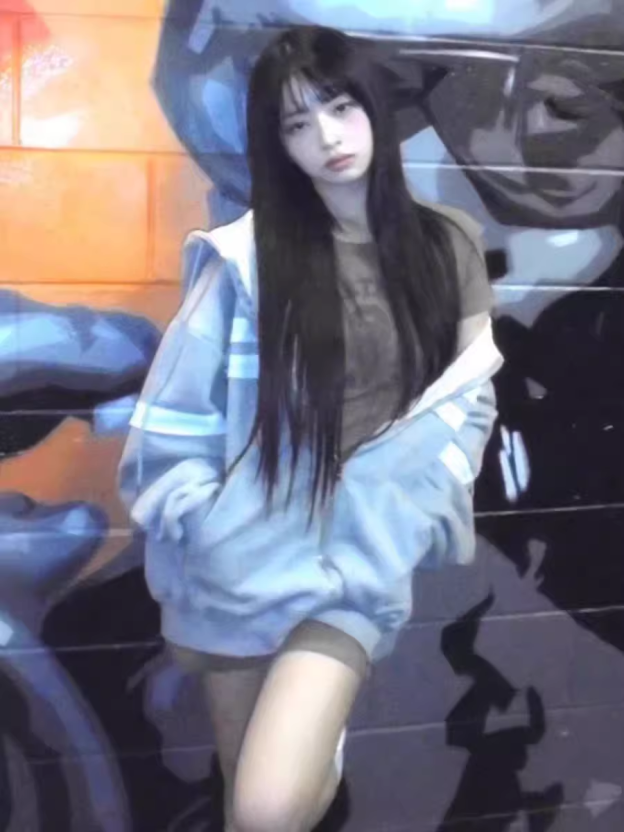 IVE Rei&I-DLE Miyeon Inspired Lace Trim Hooded Zip-Up Sweatshirt