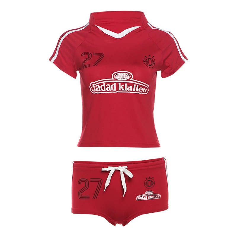 Slimming navel short-sleeved high-waisted hip-lifting shorts sports su