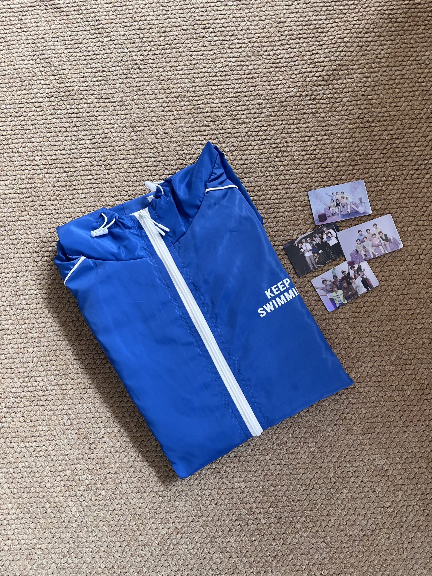 HYPE kpop group BTS SWIMMING inspired Keep Swimming Quote Print Trench Coat Jacket  Outerwear-ENHYPEN TXT Cortis