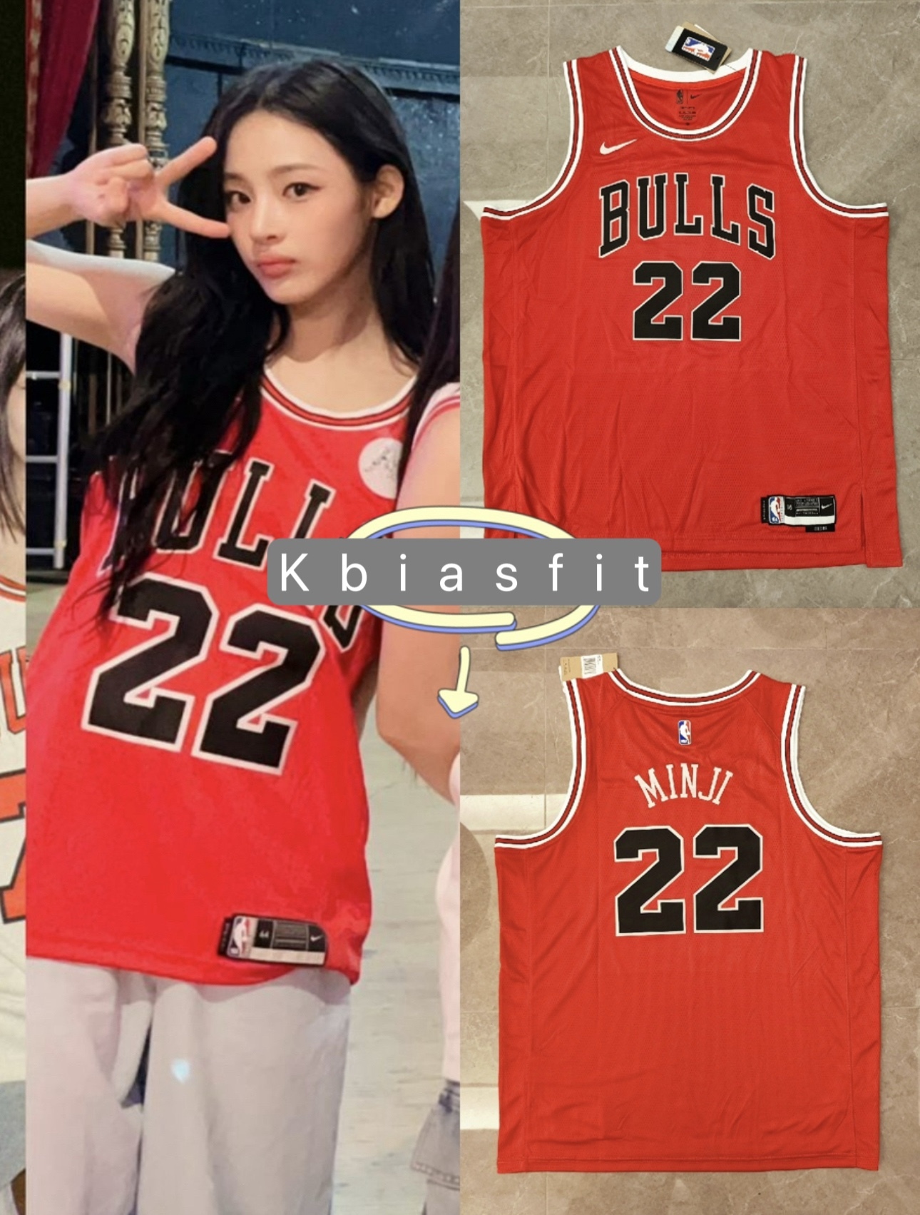 NEWJEANS MINJI customized Chicago Bulls 22 Jersey