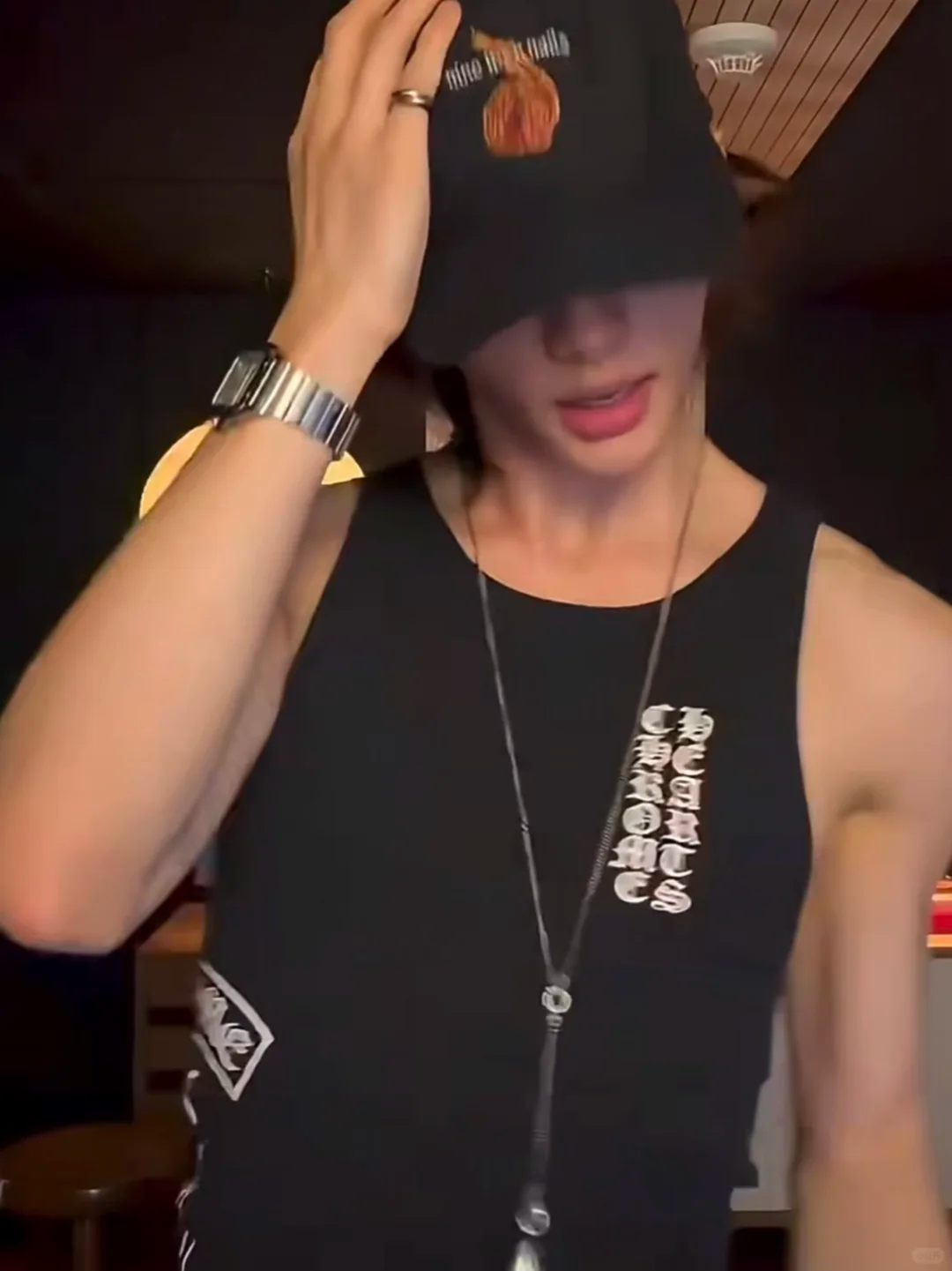 Stray kids Hyunjin Inspired Chrome Hearts Style Black Logo Tank Top-straykids
