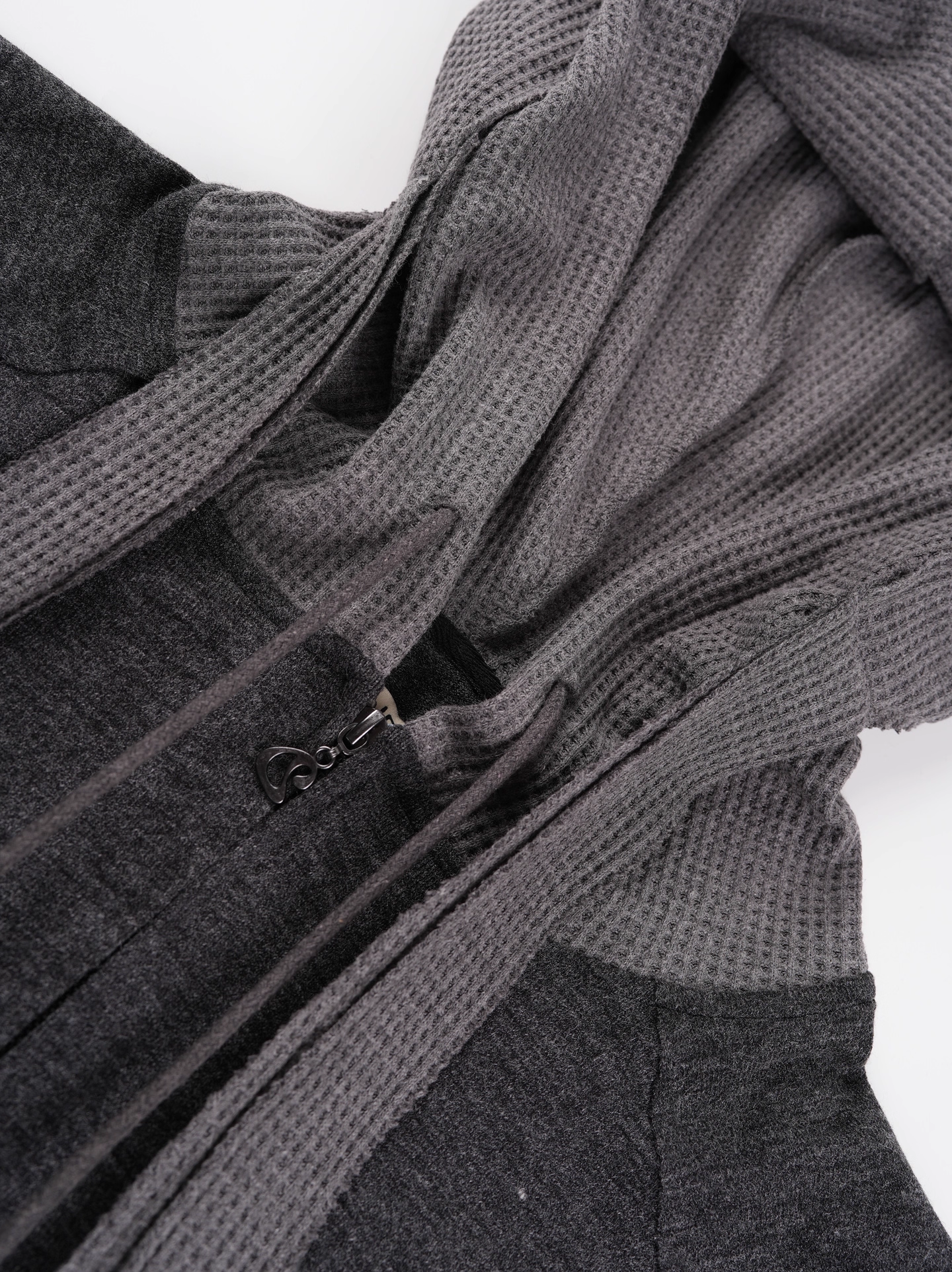 NewJeans Haerin Inspired Waffle Paneled Hooded Zip-Up Jacket