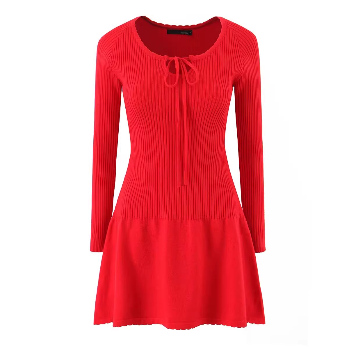 Blackpink Jennie Inspired Square Neck Red Knit Dress