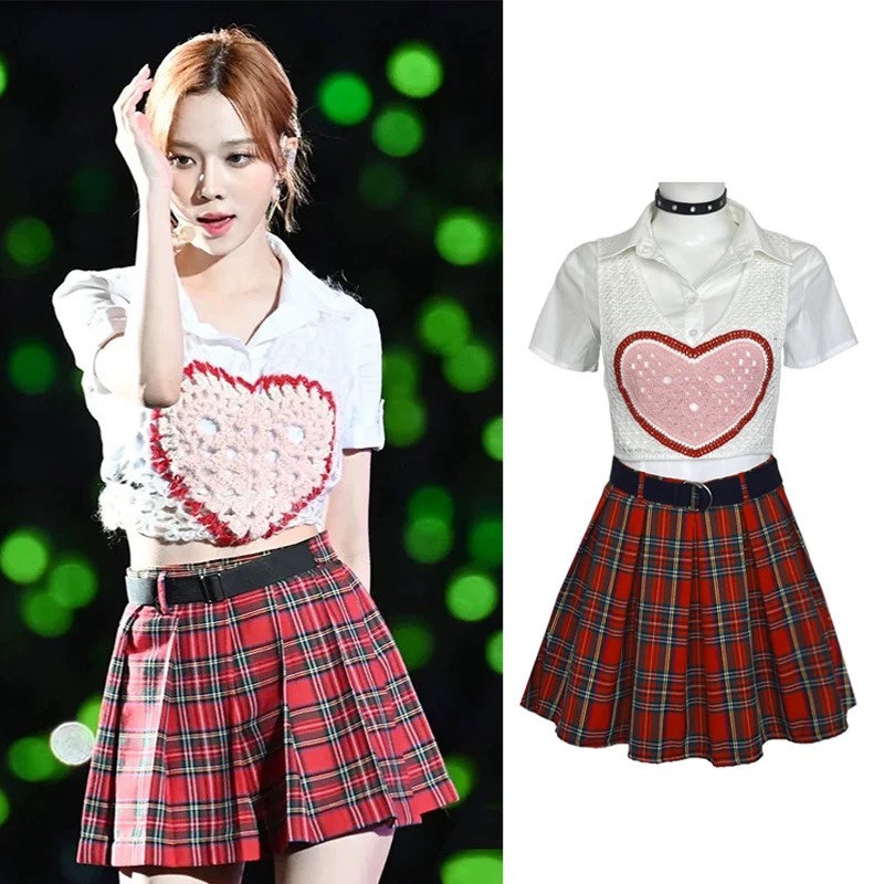 aespa WINTER Inspired Heart Knit Vest Set