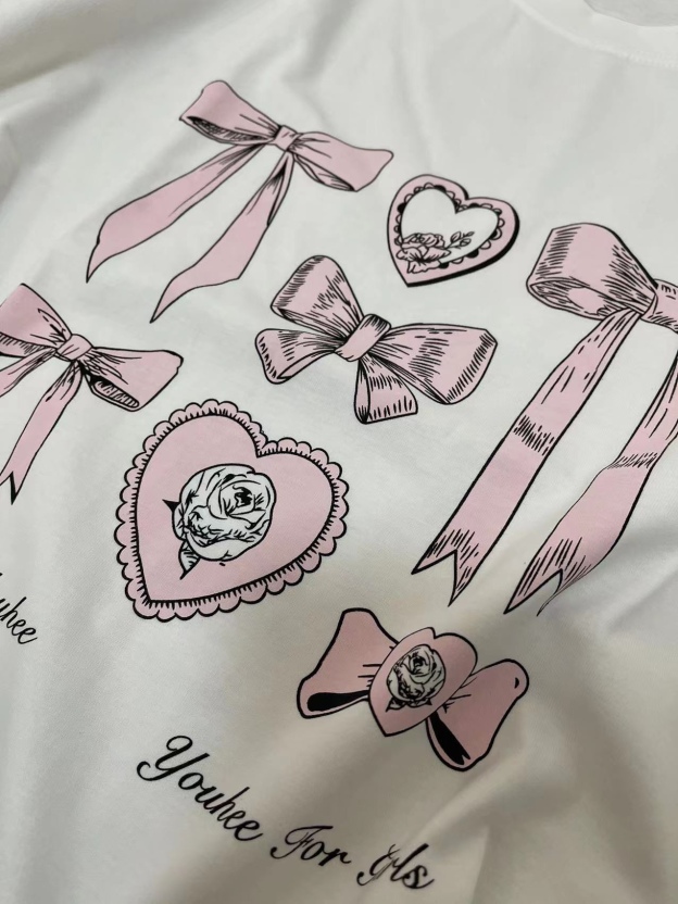 Red Velvet Joy Inspired Heart Bow Print Tee