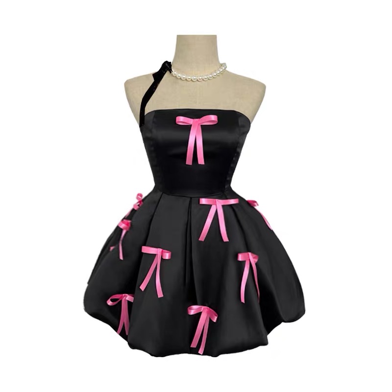 BLACKPINK Rosé Inspired Bustier Bow Fluffy Dress 