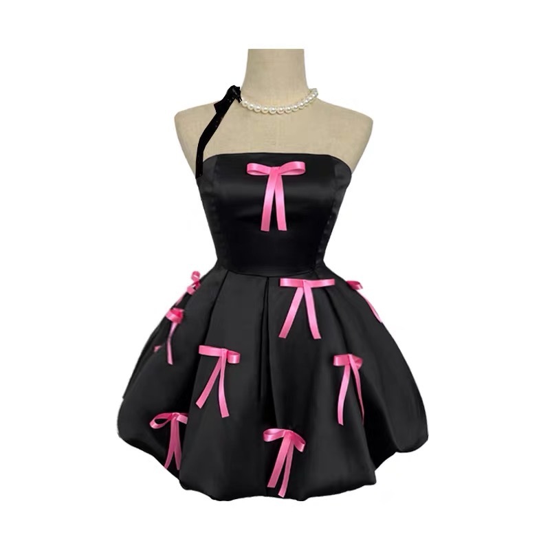 BLACKPINK Rosé Inspired Bustier Bow Fluffy Dress 