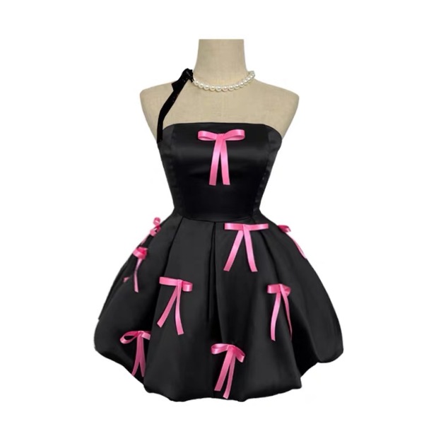 BLACKPINK Rosé Inspired Bustier Bow Fluffy Dress 