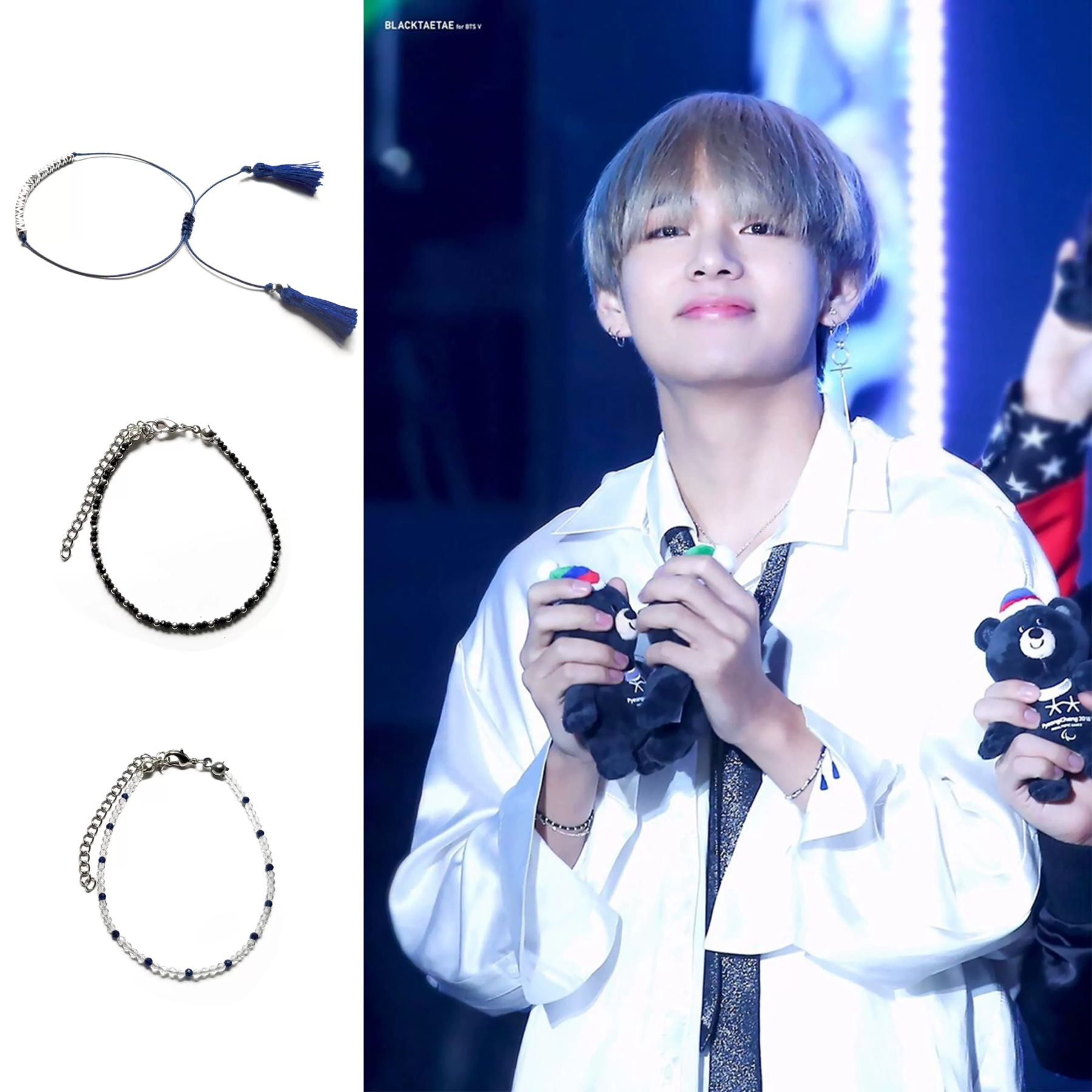 BTS V (Kim Taehyung) Beaded Fringe Bracelet Set –