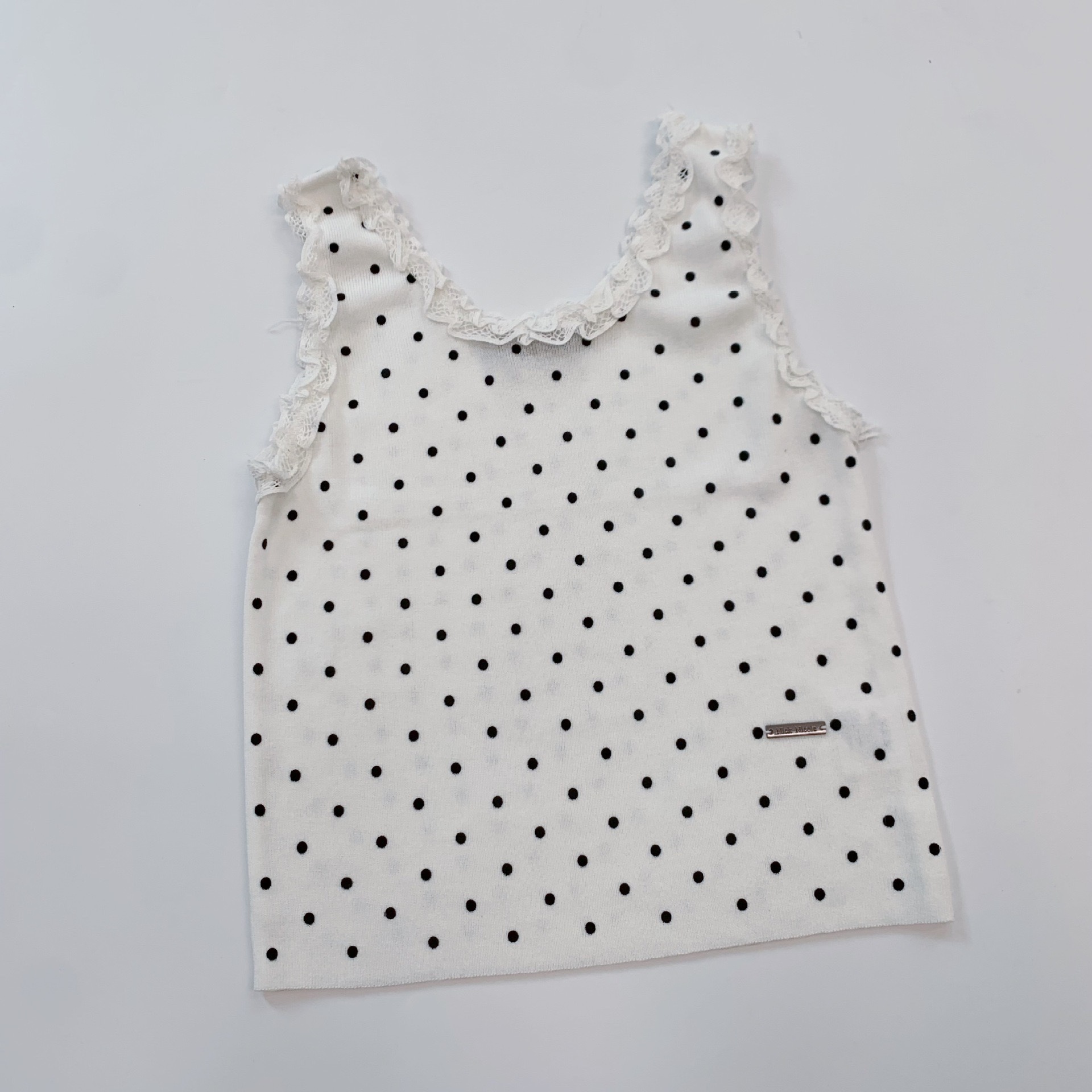 Red Velvet Wendy & IVE Liz Inspired Lace Trim Dot Print Slim Tank