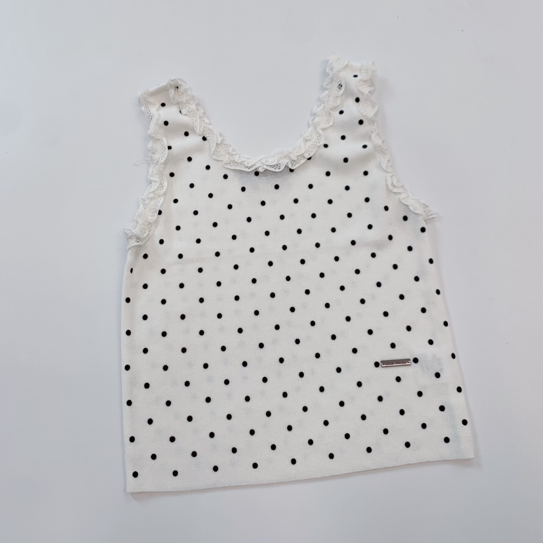 Red Velvet Wendy & IVE Liz Inspired Lace Trim Dot Print Slim Tank