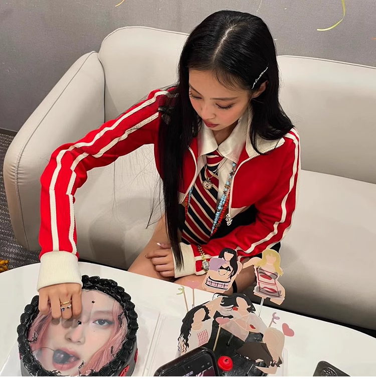 Colorblocked Jacket Bow Tie Shirt Short Skirt Set-Blackpink Jennie