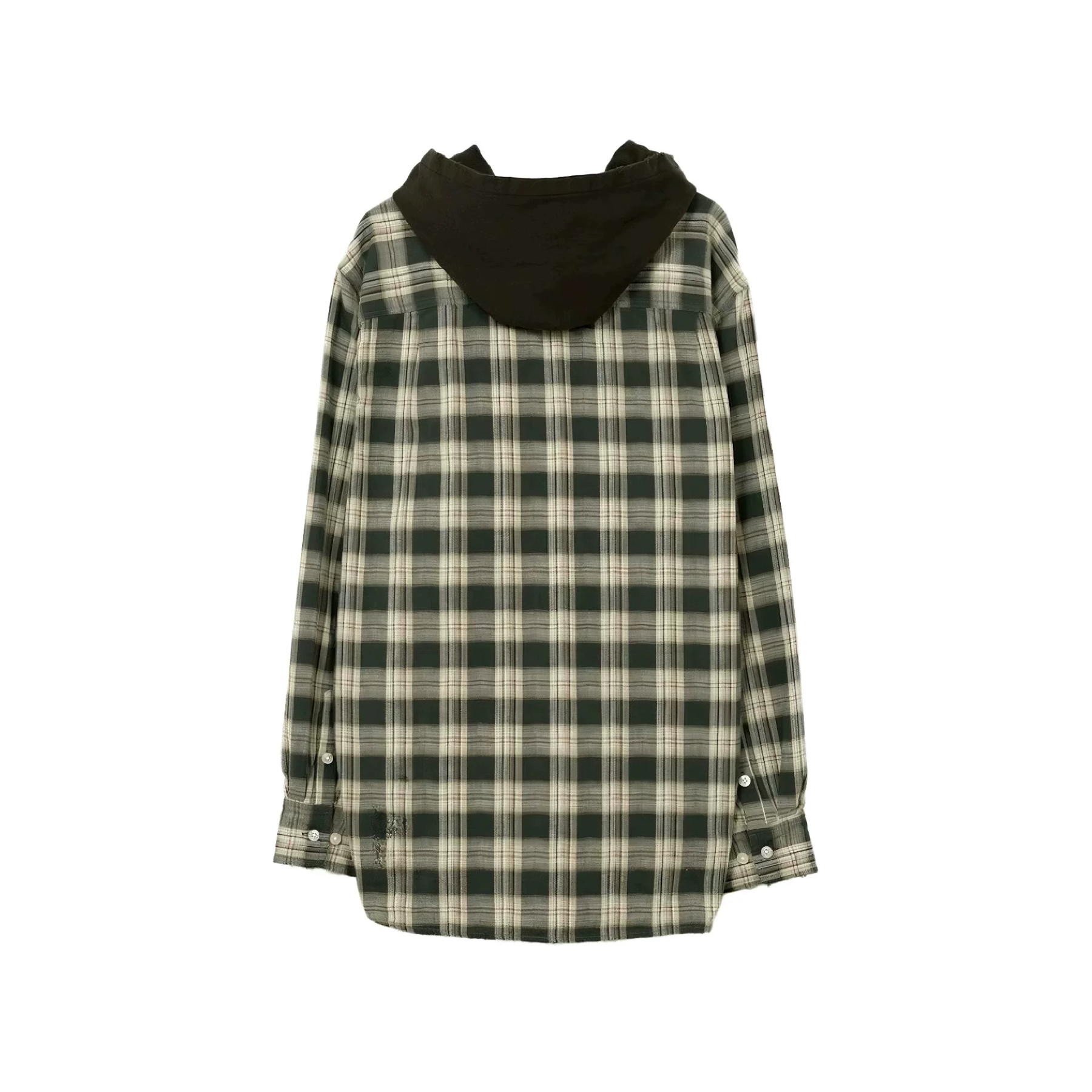 Cotris Martin Inspired Oversized Hooded Plaid Button-Down Shirt