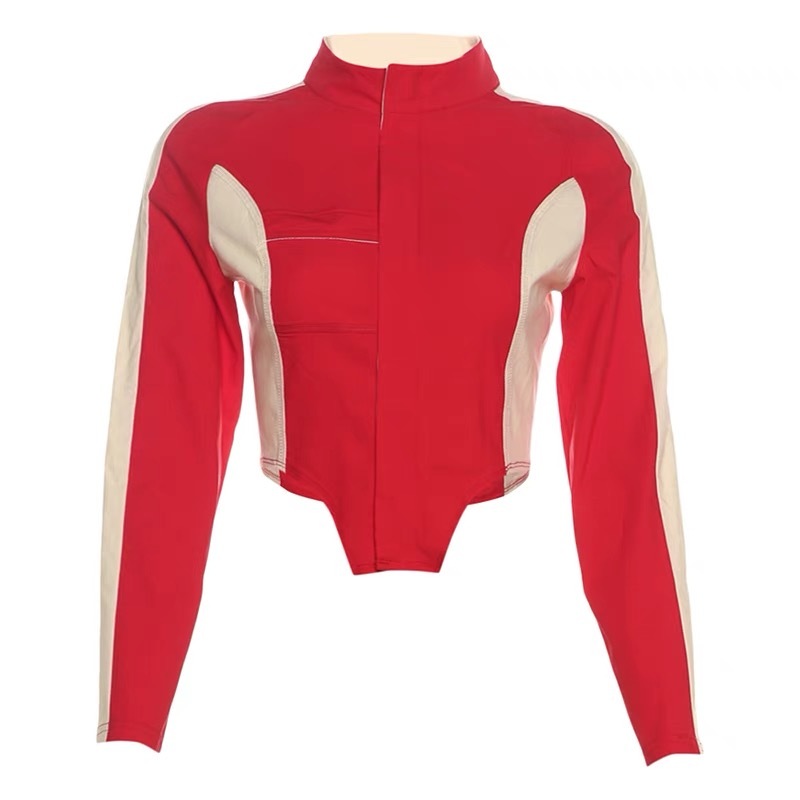 Colorblcoked Zipper Jacket Mini Skirt Set-Blackpink Jennie