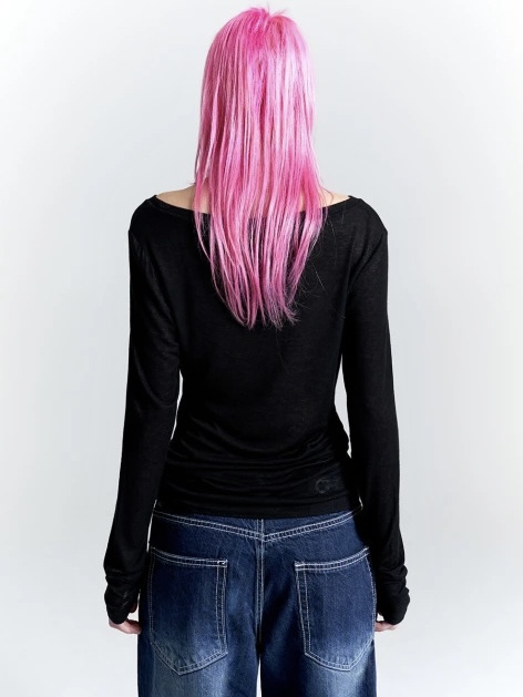 Printed Raglan Long Sleeve T-Shirt-Aespa Ningning