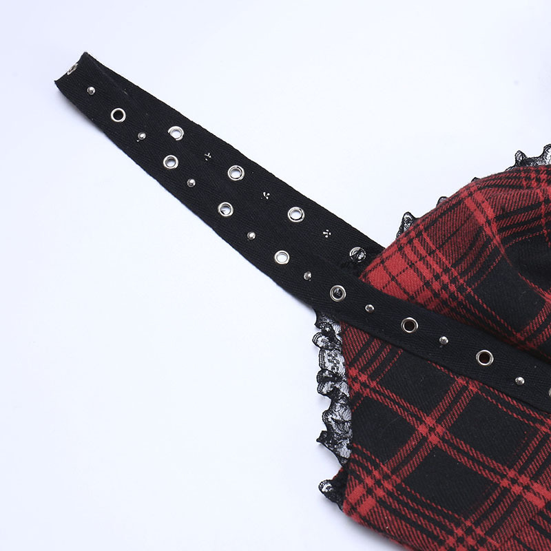 Red Plaid Lace Tube Dress-Straykids concert outfitidea for STAY