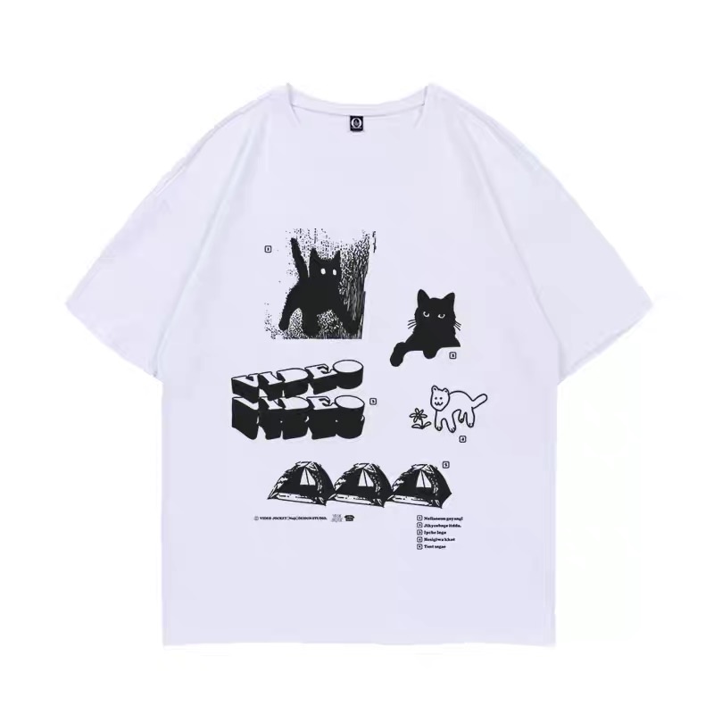 IVE Rei & (G)I-DLE Yuqi Inspired Cat-themed Illustration T-shirt
