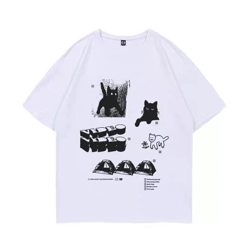 IVE Rei & (G)I-DLE Yuqi Inspired Cat-themed Illustration T-shirt