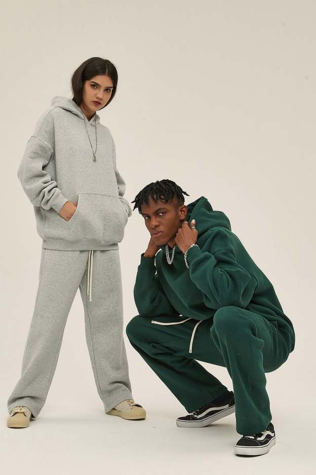 Gray&Green-Oversized hoodie sets