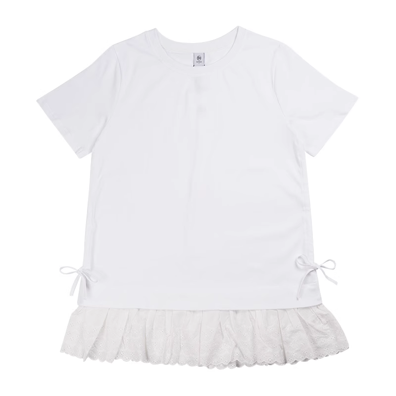 IVE Rei Lace Spliced Hem Short Sleeve T-Shirt
