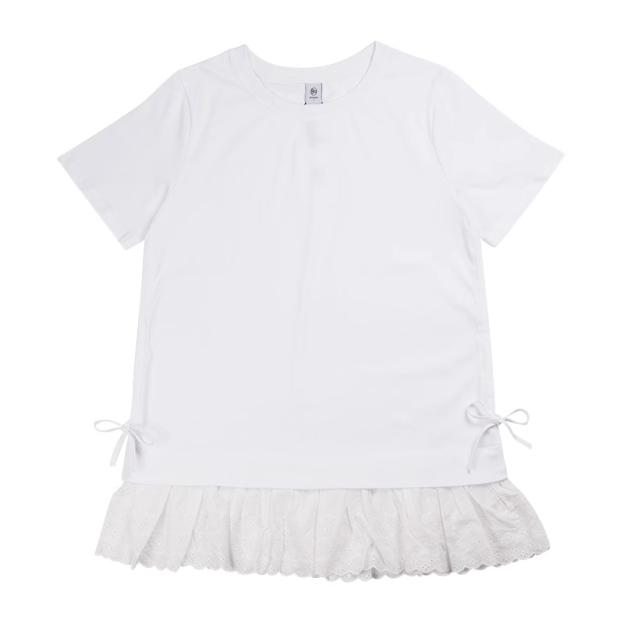 IVE Rei Lace Spliced Hem Short Sleeve T-Shirt