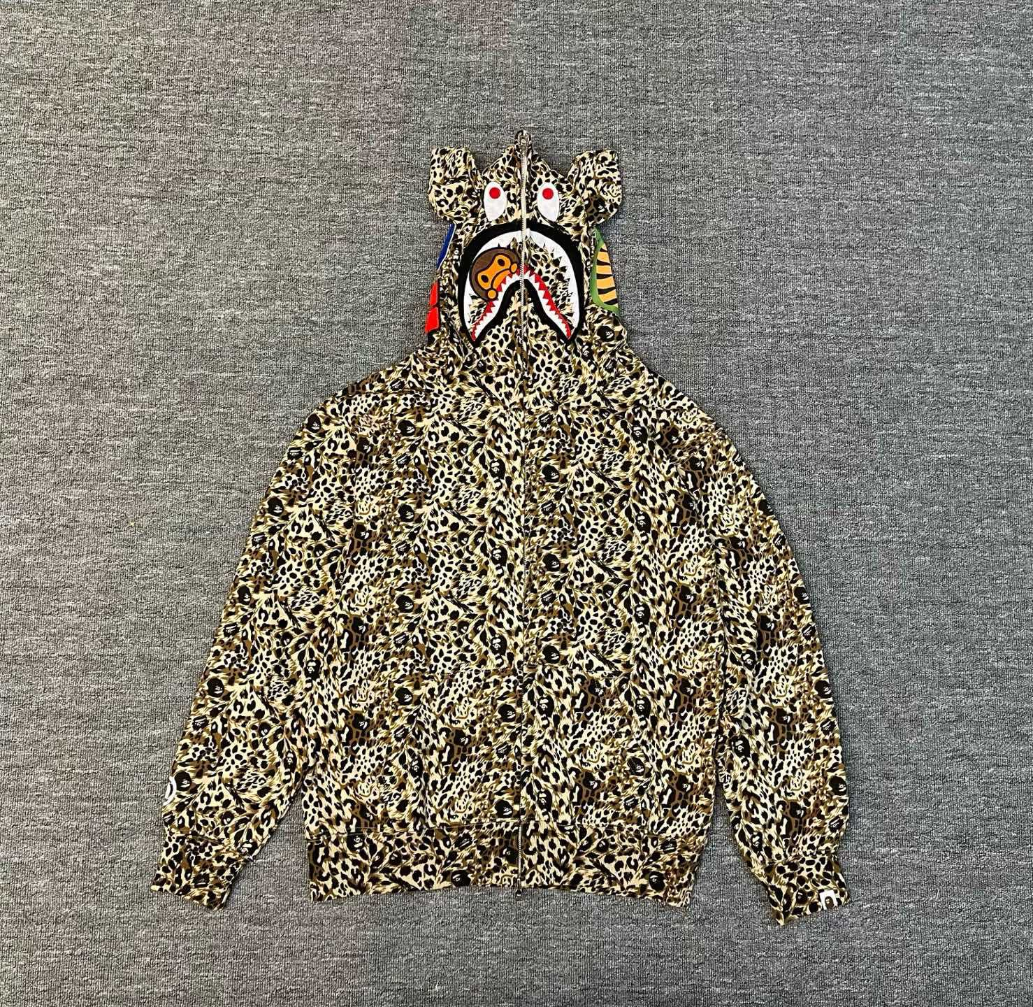 Enhypen Jungwon Inspired Wild Leopard Pattern Milo Shark Full Zip Hoodie