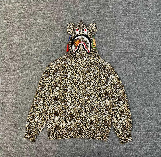 Enhypen Jungwon Inspired Wild Leopard Pattern Milo Shark Full Zip Hoodie