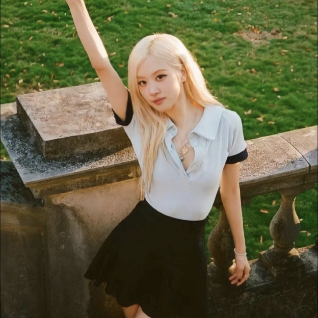 Blackpink Rose Inspired Color-Block Cropped Polo Shirt