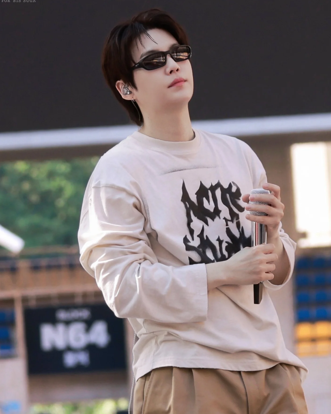 BTS SUGA Inspired Acne Style Gothic Logo Distressed Oversized T-shirt