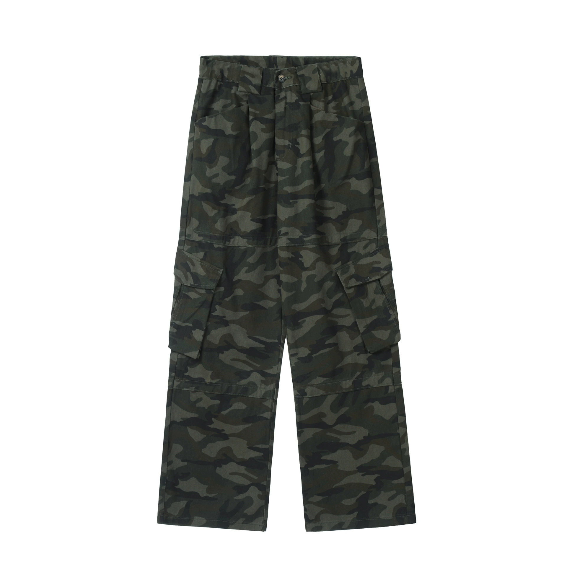 Multi-pocket camouflage straight-leg pants-Aespa Karina