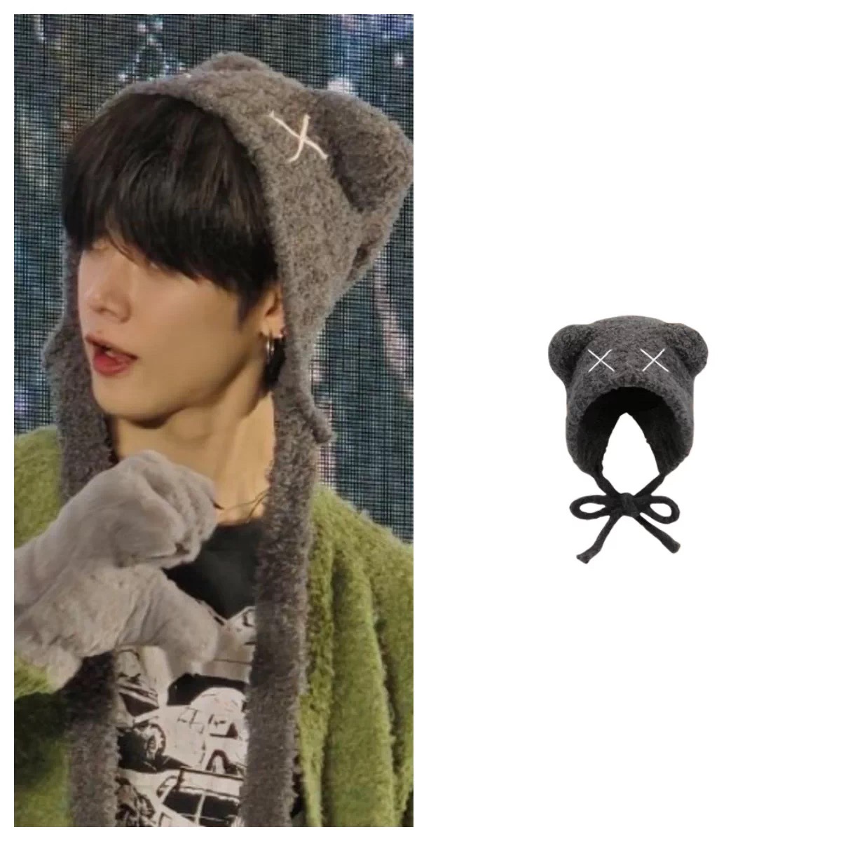 TXT YEONJUN Instagram Same Style Bear Ear Knit Hat