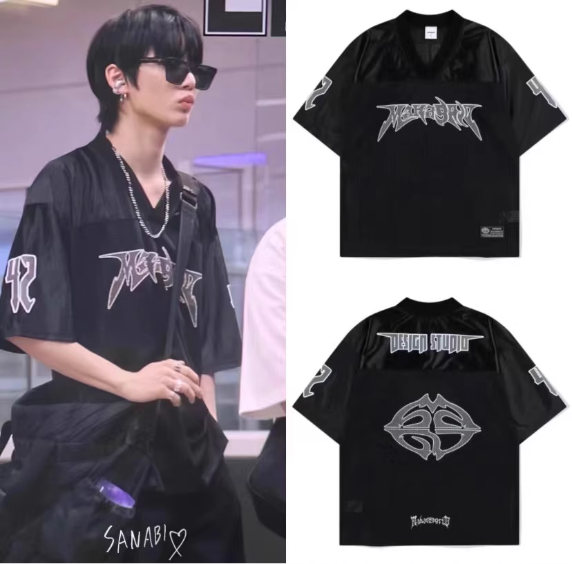 Boynextdoor Taesan Black Retro Mesh Jersey Tee