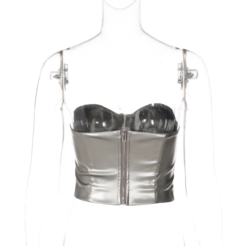 Babymonster Asa Silver Metal Buckle Halter Top