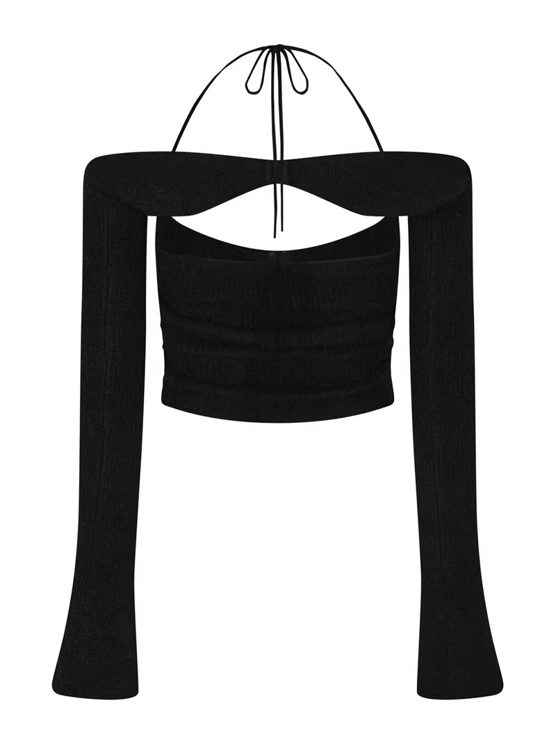 Aespa Winter Inspired Neck Halter Slim Fit Crop Top