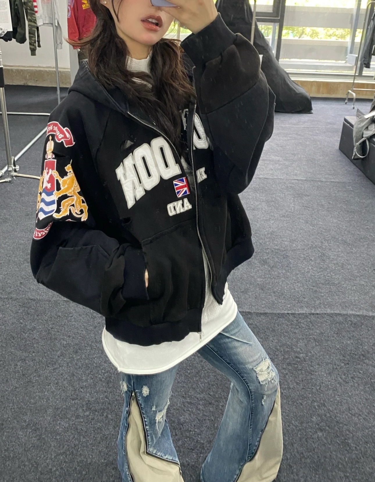 Seventeen Minghao Embroidered inspired Patchwork Hip pop Hoodie-The8