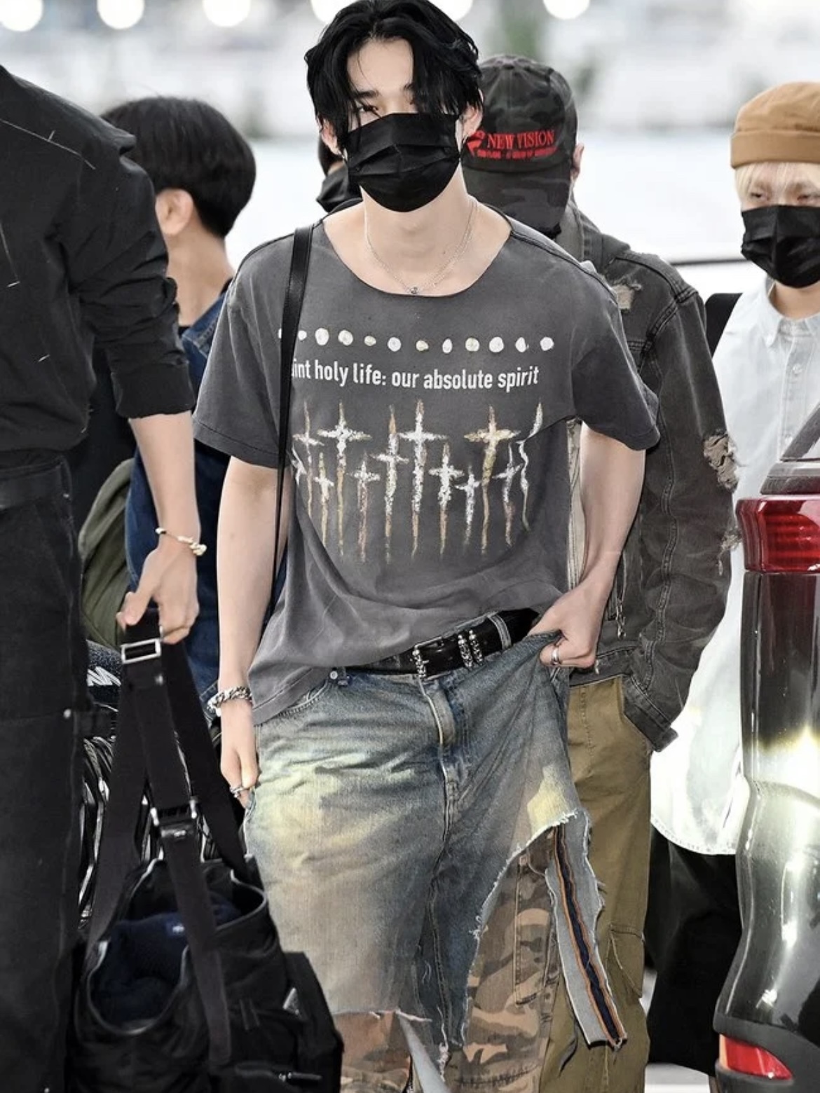 ENHYPEN Niki Inspired Patchwork Camo Cargo Pants