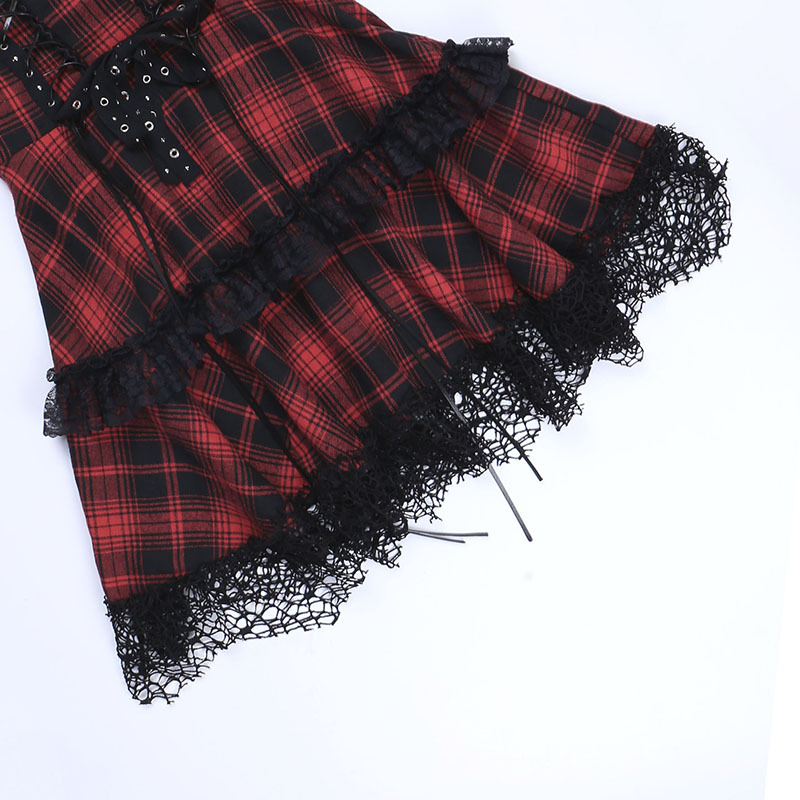 Red Plaid Lace Tube Dress-Straykids concert outfitidea for STAY