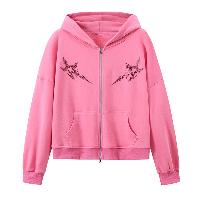 Aespa Pink Diamond Embellished Oversized Sweatshirt-AESPA