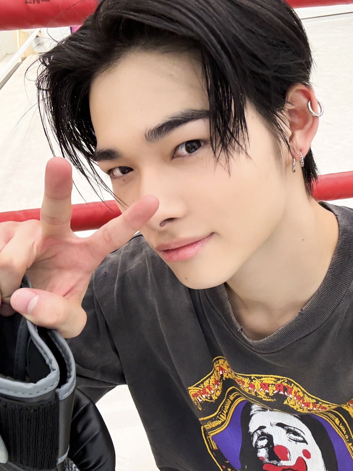 ENHYPEN Niki Inspired Clown Print Distressed Long Sleeve T-Shirt