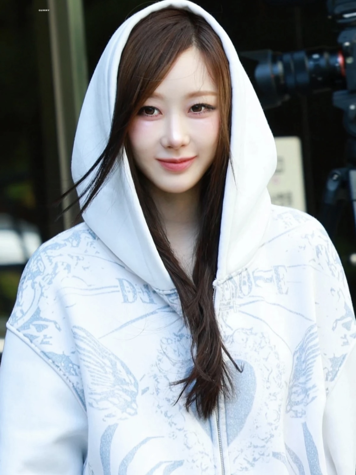 Aespa Giselle Inspired Heart Devil Graffiti Printed Zip Up Hoodie