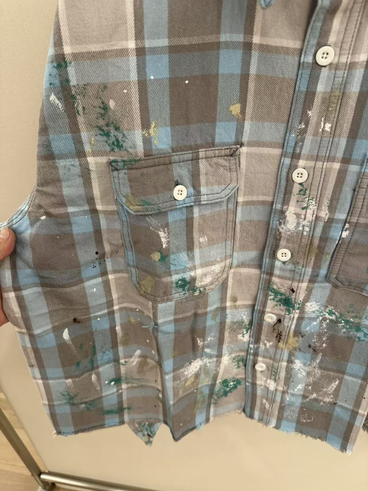 Cortis Juhoon Inspired Paint Splatter Plaid Shirt Jacket