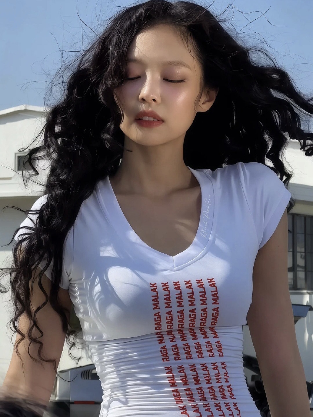 Blackpink Jennie Inspired Letter Print Fitted Tee  
