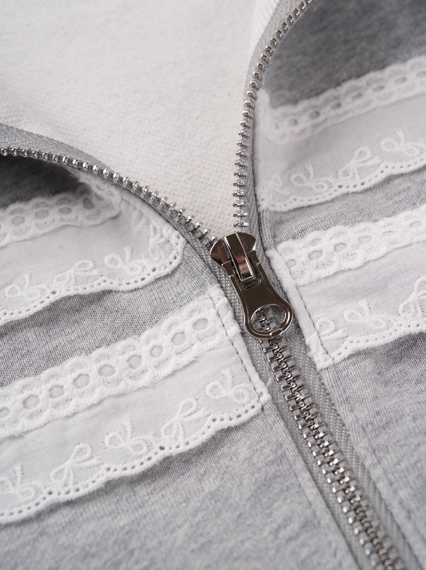 IVE Rei&I-DLE Miyeon Inspired Lace Trim Hooded Zip-Up Sweatshirt