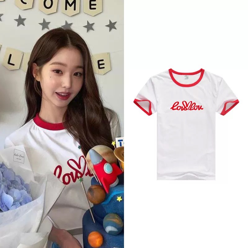 IVE Wonyoung Red-Trim inspired Cotton Shirt 