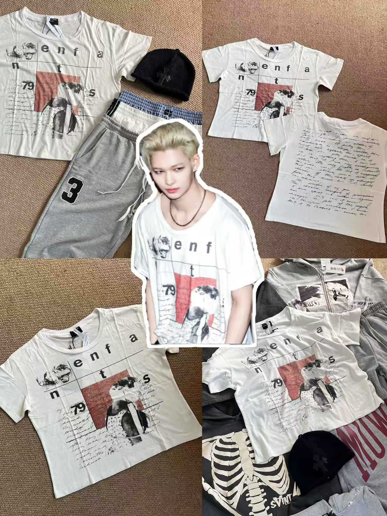 ENHYPEN Niki&Boynextdoor Jaehyun&IVE REI Inspired ERD Punk Style Printed T-Shirt